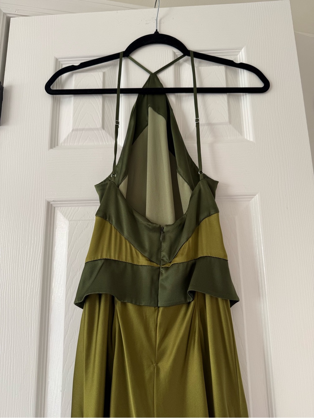 Reformation Jillian Silk Halter Neck Maxi Dress Pear Green - Picture 8 of 14